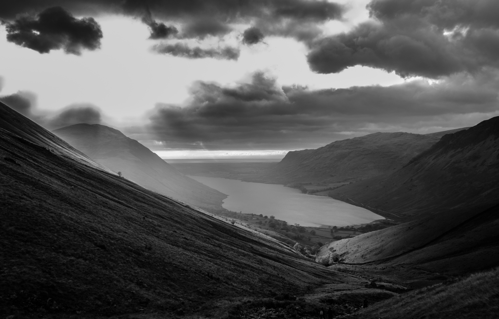 Some really dramatic lighting over Wast Water catching a tree nicely on the slope edge. 