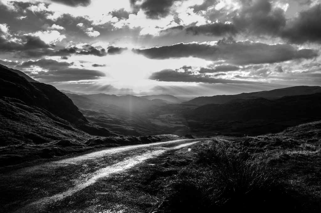 Sunset at the top of Hardknott Pass. 